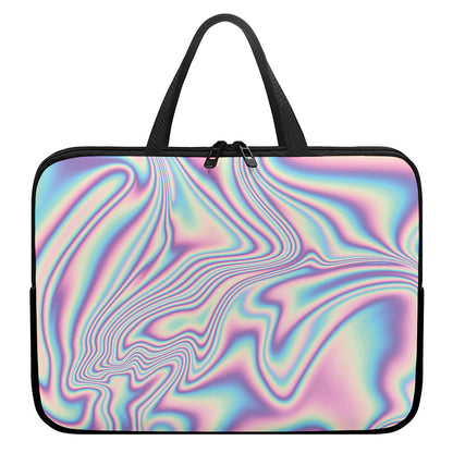 Psychedelic Holographic Print Laptop Sleeve With Handle