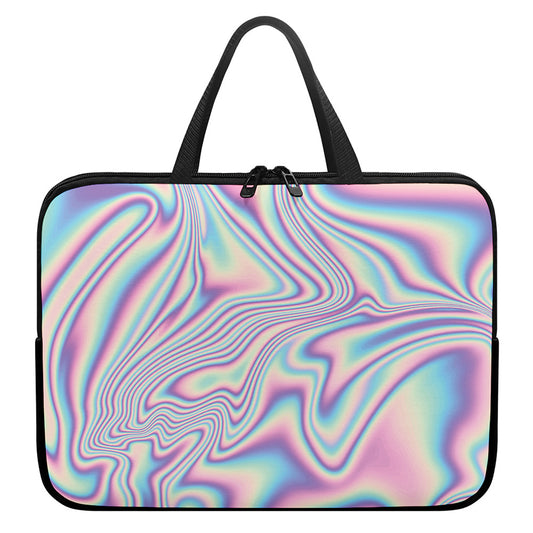 Psychedelic Holographic Print Laptop Sleeve With Handle