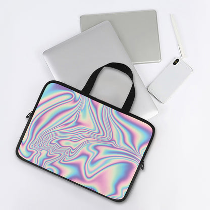 Psychedelic Holographic Print Laptop Sleeve With Handle