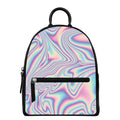 Psychedelic Holographic Print Leather Backpack
