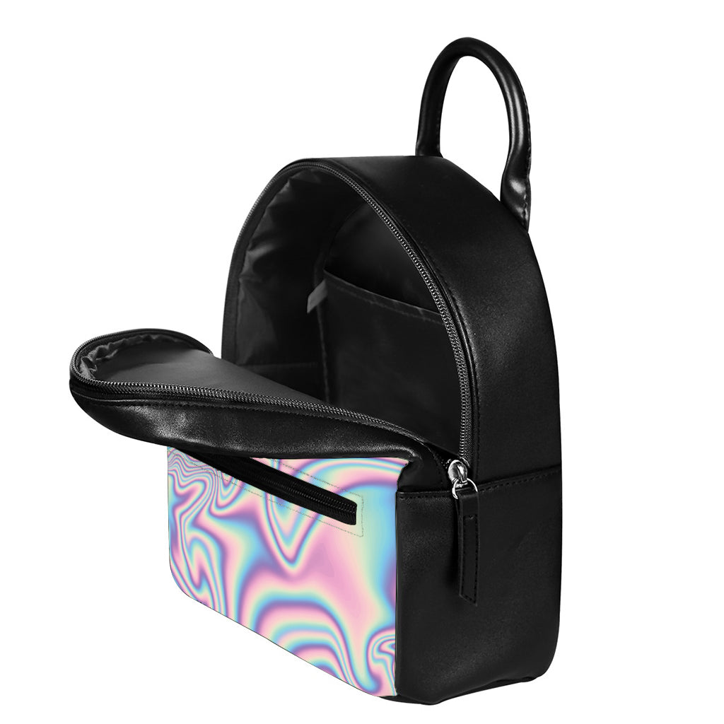 Psychedelic Holographic Print Leather Backpack