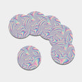 Psychedelic Holographic Print Leather Coaster Set