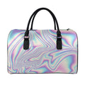 Psychedelic Holographic Print Leather Duffel Bag