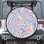 Psychedelic Holographic Print Leather Spare Tire Cover