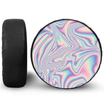 Psychedelic Holographic Print Leather Spare Tire Cover