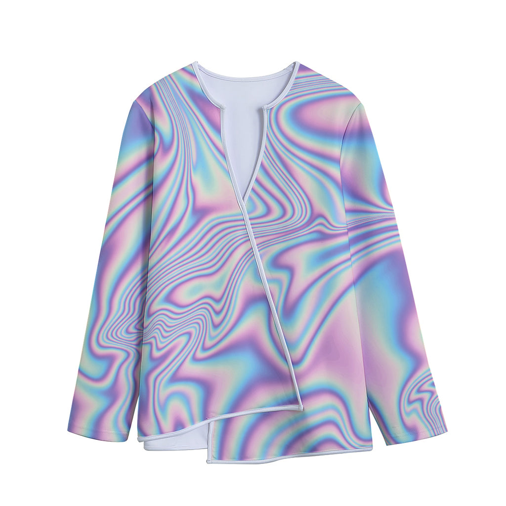 Psychedelic Holographic Print Long Sleeve Short Coat