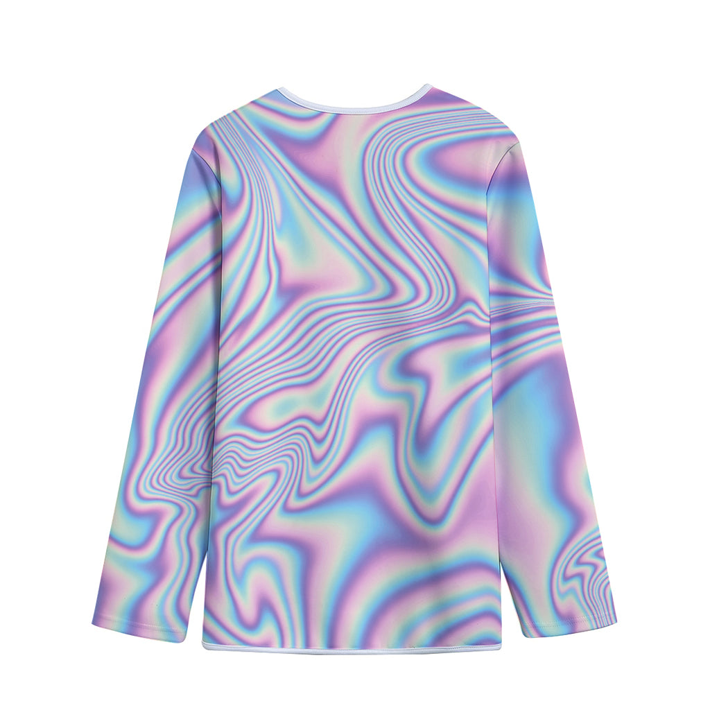 Psychedelic Holographic Print Long Sleeve Short Coat