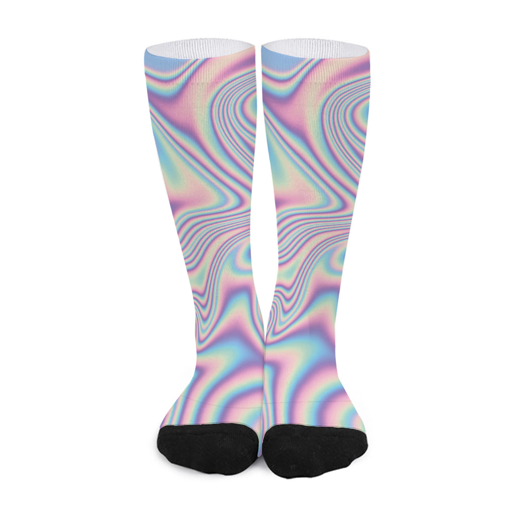 Psychedelic Holographic Print Long Socks