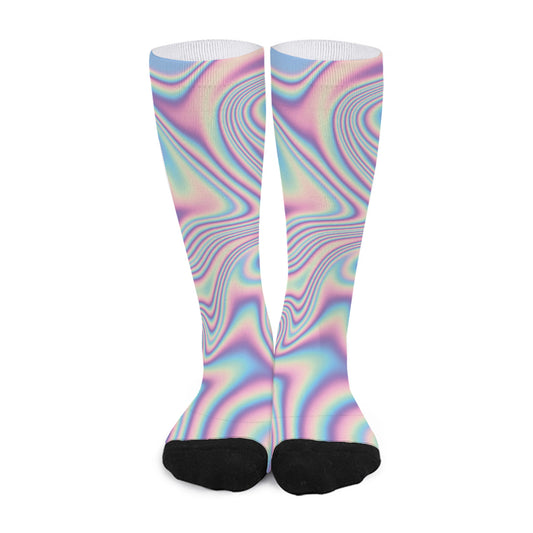 Psychedelic Holographic Print Long Socks