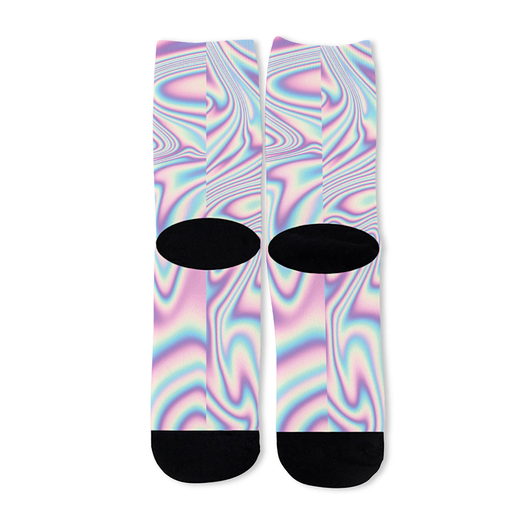 Psychedelic Holographic Print Long Socks
