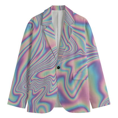 Psychedelic Holographic Print Men's Blazer