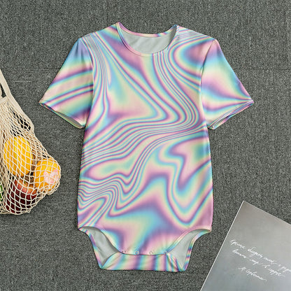 Psychedelic Holographic Print Men's Bodysuit