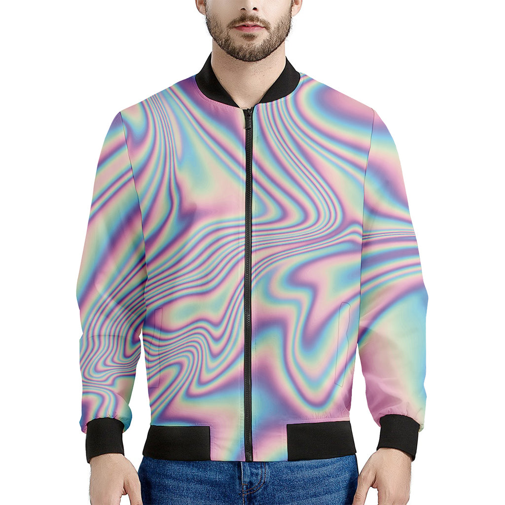 Psychedelic Holographic Print Men's Bomber Jacket
