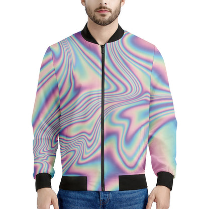 Psychedelic Holographic Print Men's Bomber Jacket