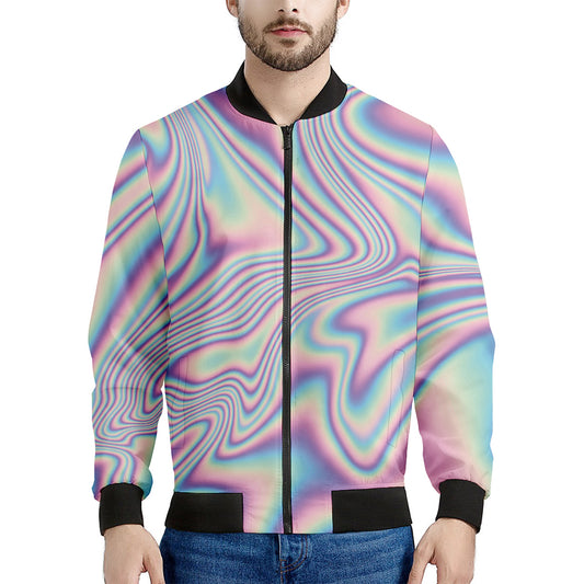 Psychedelic Holographic Print Men's Bomber Jacket