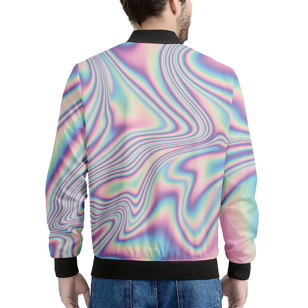 Psychedelic Holographic Print Men's Bomber Jacket