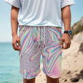 Psychedelic Holographic Print Men's Cargo Shorts