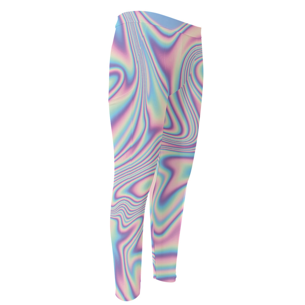 Psychedelic Holographic Print Men's Compression Pants