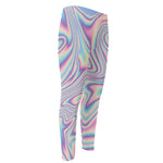 Psychedelic Holographic Print Men's Compression Pants