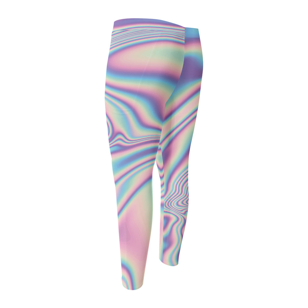 Psychedelic Holographic Print Men's Compression Pants