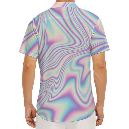 Psychedelic Holographic Print Men's Deep V-Neck Shirt