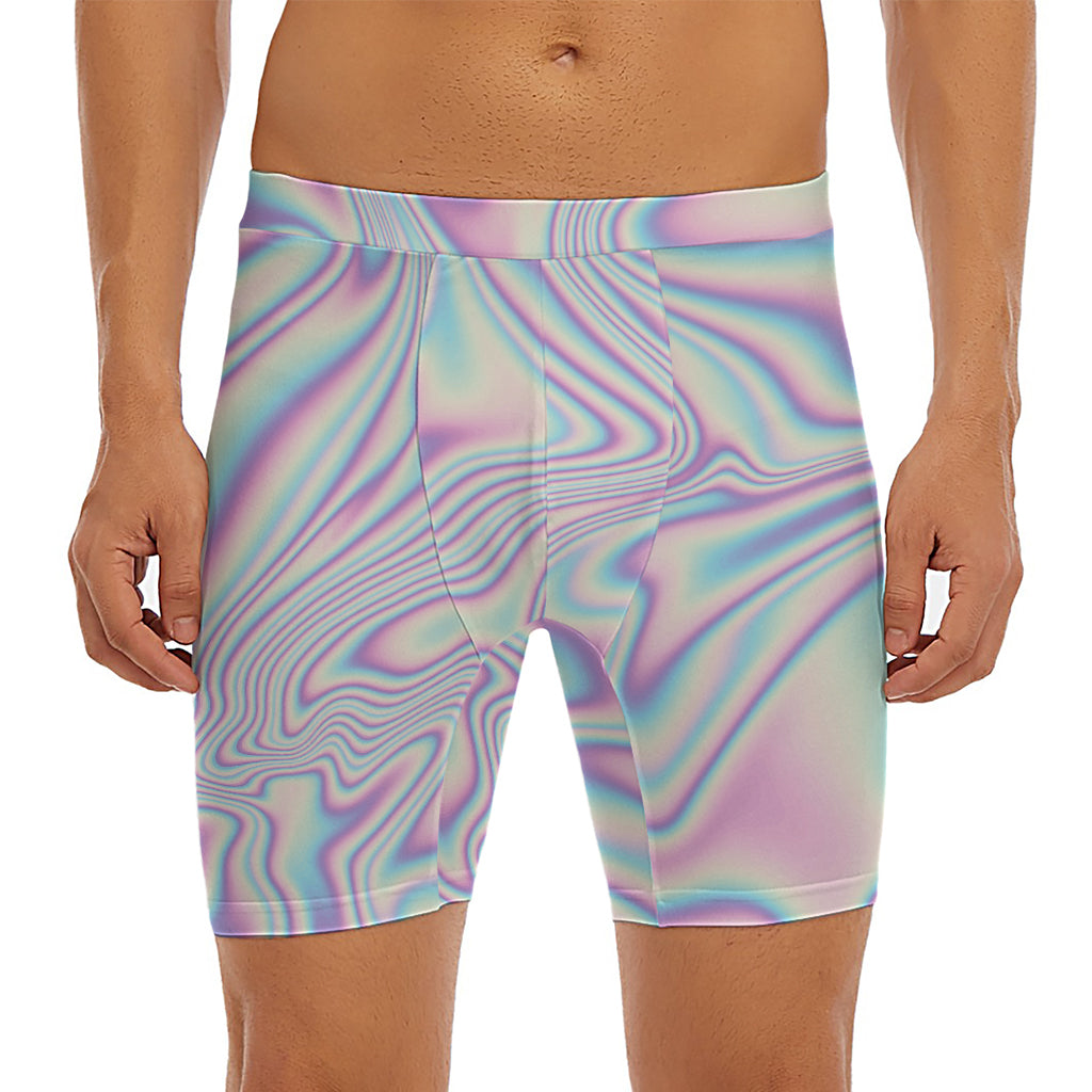 Psychedelic Holographic Print Men's Long Boxer Briefs