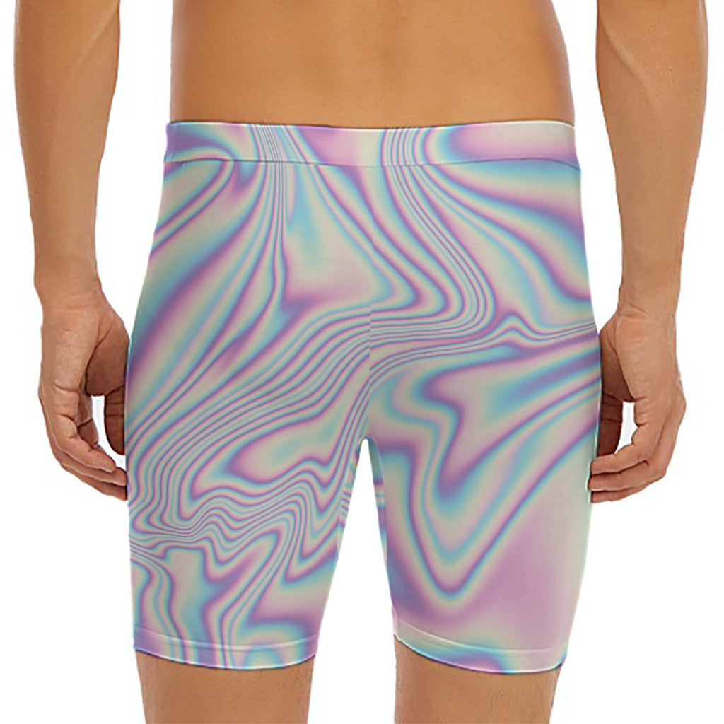 Psychedelic Holographic Print Men's Long Boxer Briefs