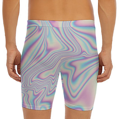 Psychedelic Holographic Print Men's Long Boxer Briefs