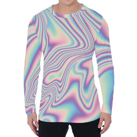 Psychedelic Holographic Print Men's Long Sleeve T-Shirt