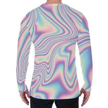 Psychedelic Holographic Print Men's Long Sleeve T-Shirt
