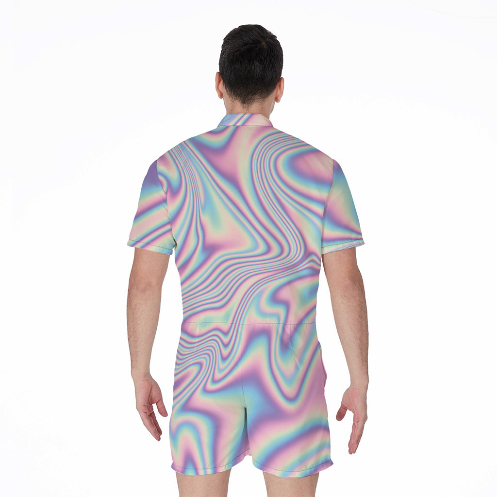 Psychedelic Holographic Print Men's Rompers