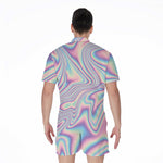 Psychedelic Holographic Print Men's Rompers