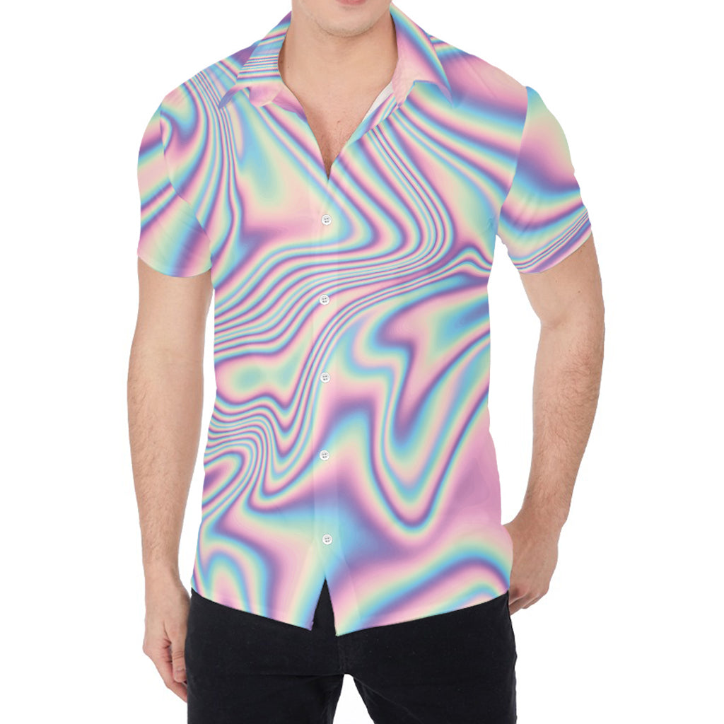 Psychedelic Holographic Print Men's Shirt