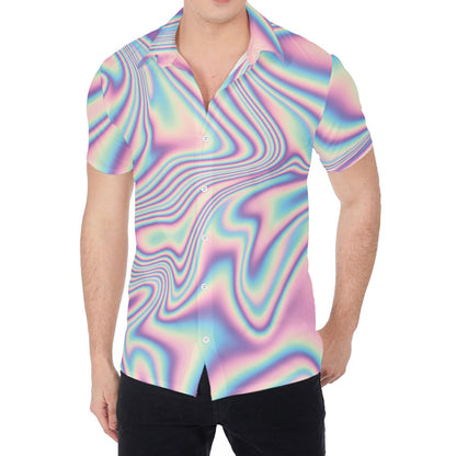 Psychedelic Holographic Print Men's Shirt