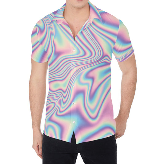 Psychedelic Holographic Print Men's Shirt