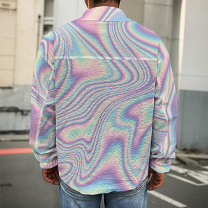 Psychedelic Holographic Print Men's Shirt Jacket