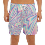 Psychedelic Holographic Print Men's Split Running Shorts