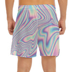 Psychedelic Holographic Print Men's Split Running Shorts