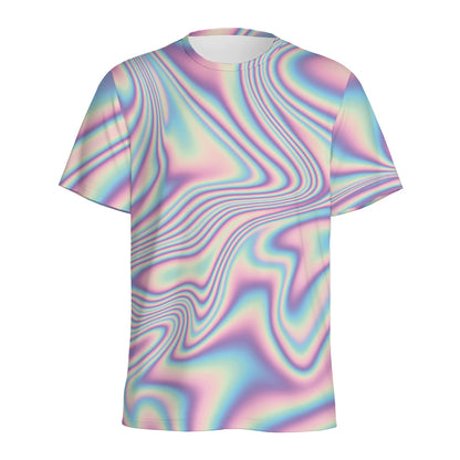 Psychedelic Holographic Print Men's Sports T-Shirt