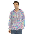 Psychedelic Holographic Print Men's Velvet Pullover Hoodie