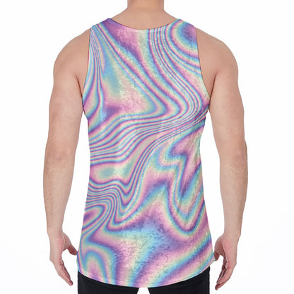 Psychedelic Holographic Print Men's Velvet Tank Top