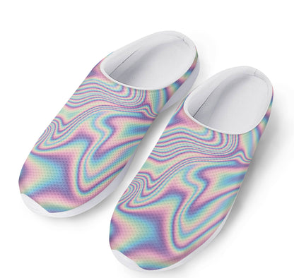 Psychedelic Holographic Print Mesh Casual Shoes