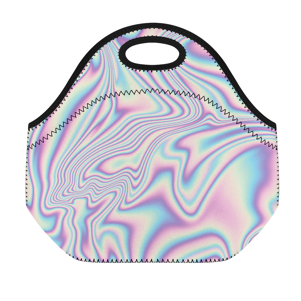 Psychedelic Holographic Print Neoprene Lunch Bag