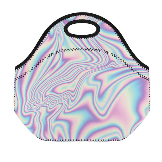 Psychedelic Holographic Print Neoprene Lunch Bag