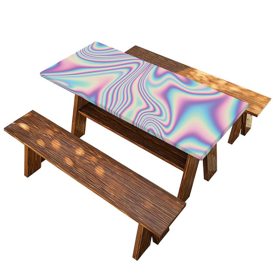 Psychedelic Holographic Print Picnic Table Cover