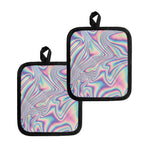 Psychedelic Holographic Print Pot Holders