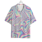 Psychedelic Holographic Print Rayon Hawaiian Shirt