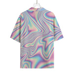 Psychedelic Holographic Print Rayon Hawaiian Shirt