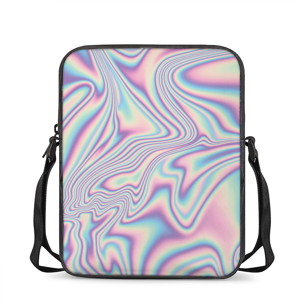 Psychedelic Holographic Print Rectangular Crossbody Bag
