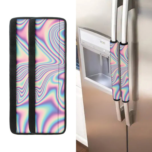 Psychedelic Holographic Print Refrigerator Handle Covers